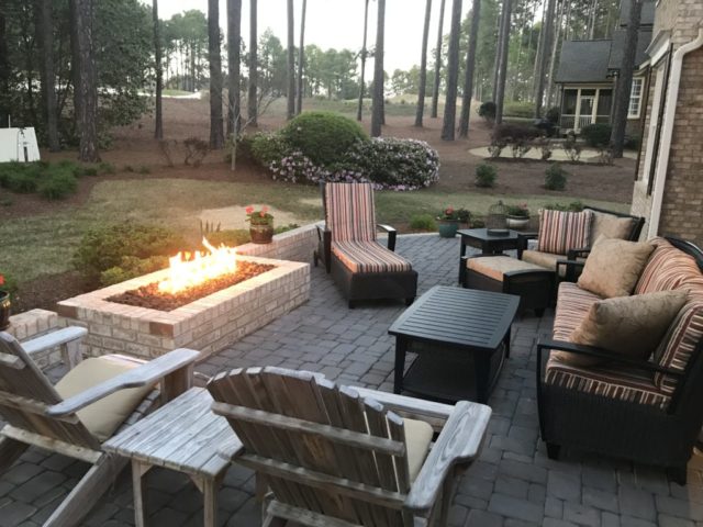 Brick and Paver Patio with Gas Fireplace
